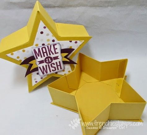 Stamp & Scrap with Frenchie: Star Box video Star Box, Origami Box, 3d Projects, Box Template, Diy Box, Stampin Up Christmas, Paper Box, Fancy Folds, Treat Boxes