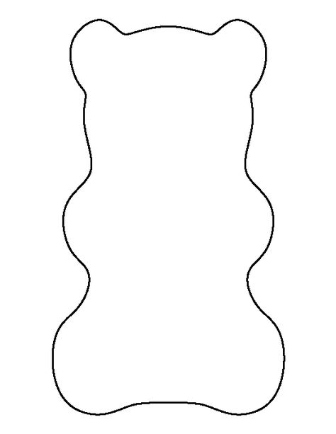 Gummy bear pattern. Use the printable outline for crafts, creating stencils, scrapbooking, and more. Free PDF template to download and print at http://patternuniverse.com/download/gummy-bear-pattern/ Gummy Bear Birthday Party Ideas, Gummy Bear Outline, Gummy Bear Art Projects, Diy Gummy Bear Decoration, How To Draw A Gummy Bear, Gummy Bear Crafts, Gummy Bear Decorations, Gummy Bear Printable, Gummy Bear Party