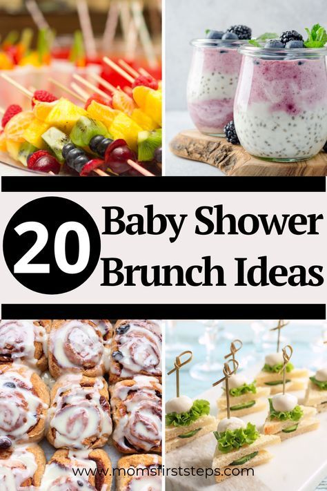 Looking for baby shower brunch ideas? This list of 20 easy-to-prepare, delicious, baby shower brunch food ideas will help you plan the perfect baby shower. This list will inspire you whether you're the expectant mom-to-be or if you're a loved one helping to plan the baby shower. Happy brunching! Easy Baby Shower Breakfast Food, Brunch Ideas For Baby Shower Girl, Brunch Ideas For Baby Shower Boy, Baby Shower Brunch Menu Ideas Easy, Finger Foods Brunch, Brunch For Baby Shower Ideas, Morning Baby Shower Food, Baby Girl Brunch Shower Ideas, Brunch Ideas For Baby Shower Lunches