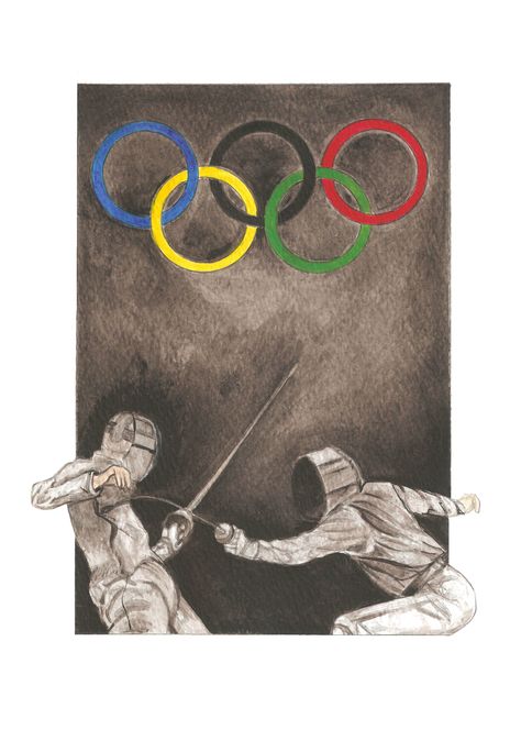 Fencing - Olympic Games Fencing Astetic, Arnis Martial Art Drawing, Fencing Olympics, Olympic Poster, Olympic Fencing, Fencing Sport, Fence Art, Aura Colors, Anime Eye Drawing