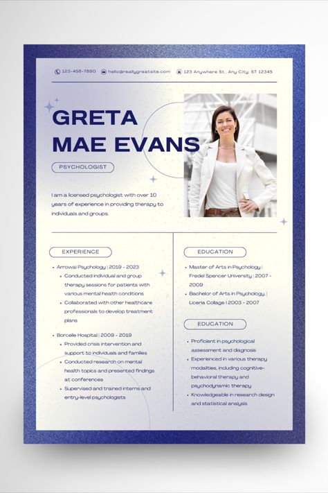 Psychology Resume, Creative Cvs, It Cv, Best Resume Template, Cv Design, Resume Design Template, Modern Resume Template, Modern Resume, Best Resume