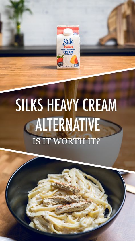 Silk Heavy Whipping Cream Review (with Video!) Dairy Free Alfredo Recipe, Vegan Heavy Whipping Cream, Alfredo Sauce Recipe Easy Heavy Cream, Whipping Cream Recipe, Dairy Free Heavy Cream, Vegan Caramel Sauce Recipe, Vegan Heavy Cream, Heavy Cream Recipes, Dairy Free Alfredo Sauce