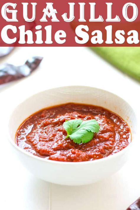 Authentic Mexican Salsa Recipe, Guajillo Chile, Guajillo Sauce, Chile Salsa, Vegan Sauce Recipes, Mexican Salsa Recipes, Southwestern Recipes, Salsa Guacamole, Guacamole Salsa