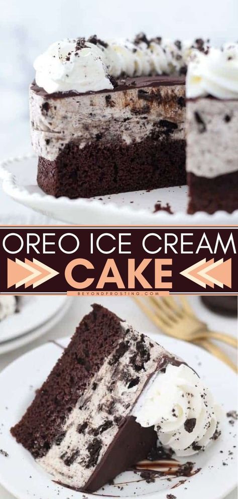 Oreo Ice Cream Cake Recipe, Easy Ice Cream Cake Recipe, Homemade Oreo Ice Cream, Oreo Treats, Oreo Ice Cream Cake, Easy Ice Cream Cake, Homemade Ice Cream Cake, Cream Cake Recipe, Ice Cream Birthday Cake