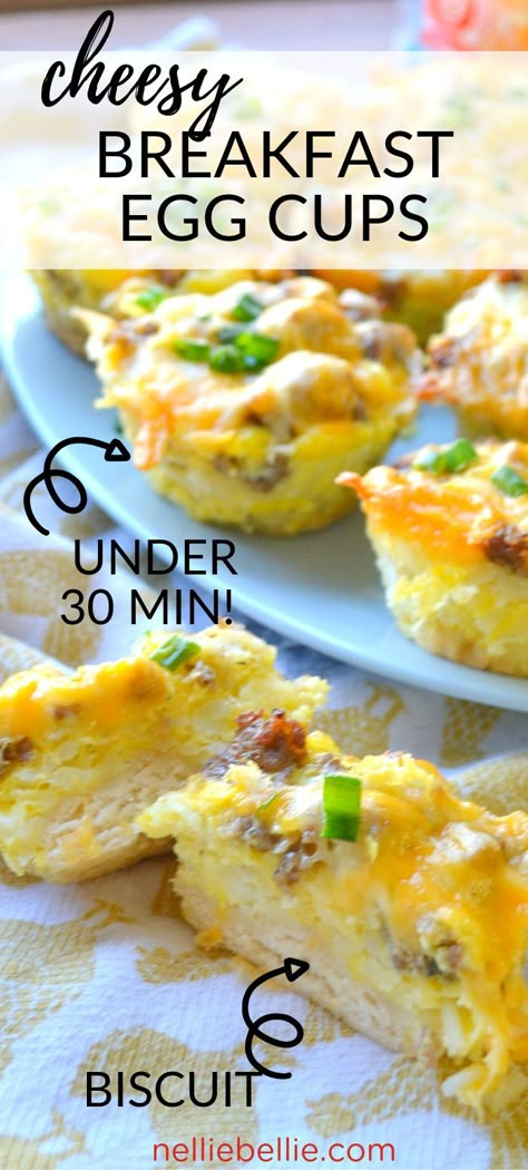 Muffin Tin Recipes Breakfast, Breakfast Muffin Cups, Breakfast Egg Cups, Muffin Tin Breakfast, Egg Bake Casserole, Healthy Biscuits, Egg Muffin Cups, Egg Cups Recipe, Breakfast Casserole With Biscuits