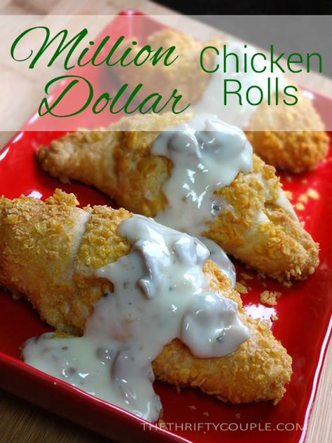 Million Dollar Chicken Rolls Recipe - looking at this makes my mouth water! Yummy! Million Dollar Recipes, Chicken Rolls Recipe, Easy Crescent Roll Recipes, Rolled Chicken Recipes, Million Dollar Chicken, Dinners Chicken, Pillsbury Crescent, Chicken Roll Ups, Chicken Roll