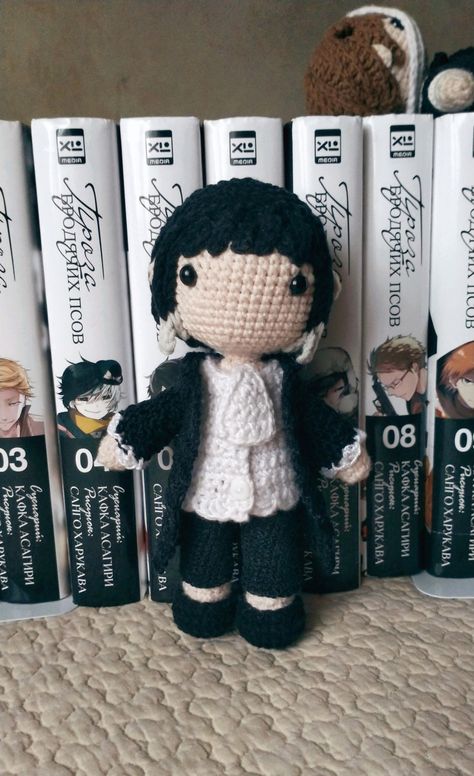 Akutagawa Ryuunosuke crochet doll plushie made by me Bsd Crochet, Anime Crochet, Akutagawa Ryuunosuke, Plushie Crochet, Crochet Plushie, Fun Hobbies, Crochet Items, Stray Dogs, Crochet Dolls