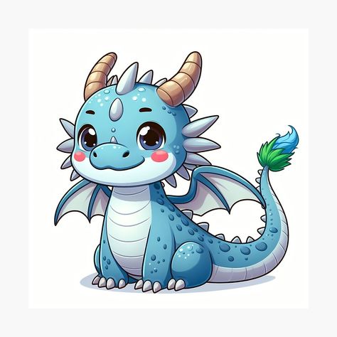 Get my art printed on awesome products. Support me at Redbubble #RBandME: https://www.redbubble.com/i/photographic-print/Whimsical-Dragon-by-TheRhysWyrill/160228145.6Q0TX?asc=u Kawaii Inspiration, Whimsical Dragon, Sculpey Ideas, Kawaii Dragon, Chibi Dragon, Cute Dragon Drawing, Cute Dragon, Dragon Illustration, Dinosaur Coloring