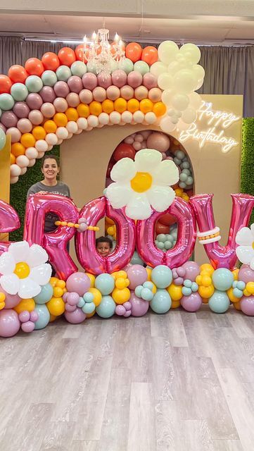 Groovy Balloon Arch, Groovy Birthday Balloon Arch, Two Groovy Birthday Balloons, Groovy Birthday Balloons, Groovy One Balloons, Groovy Balloon Bouquet, Flower Party Themes, Sweetheart Dance, Canyon Rose