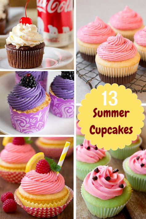 13 Summer Cupcakes - find the perfect summer cupcake recipe for your summer entertaining. Summer Cupcake, Deco Cupcake, Savory Cakes, Summer Cupcakes, Summer Baking, Cupcake Flavors, Cupcake Recipe, Wedding Dessert, Summer Entertaining