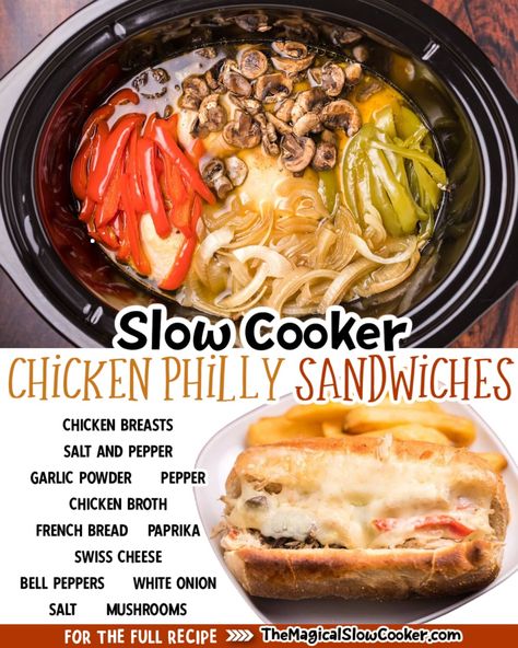 🫑See the recipe:... - The Magical Slow Cooker | Facebook Philly Cheese Steaks, Slow Cooker Healthy, Chicken Philly Cheesesteak, Philly Sandwich, Cheese Steaks, Magical Slow Cooker, Chicken Philly, Crockpot Steak, The Magical Slow Cooker