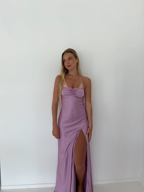 YOUR ORDER WILL BE DISPATCHED WITHIN 3 - 7 BUSINESS DAYS   GAIA GOWN - Designed Perth - Centre back zip - Bust is self-lined - 100% polyester    SIZING - this garment is true to size Simple Party Dress, One Shoulder Prom Dress, Prom Girl Dresses, Purple Mermaid, Floor Length Prom Dresses, Prom Dress Inspiration, Cute Prom Dresses, Prom Dresses Vintage, A Line Prom Dresses