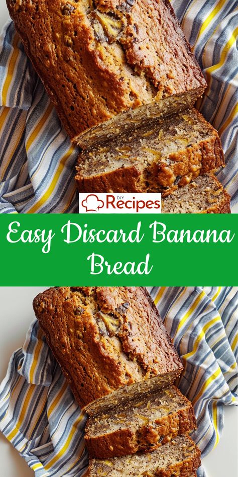 This easy discard banana bread recipe is perfect for using up your sourdough discard. Try it now! Discard Sour Dough Banana Bread, Sourdough Starter Discard Banana Bread, Sourdough Discard Banana Bread Recipe, Banana Bread Discard Recipe, Banana Bread With Sourdough Discard, Sourdough Discard Recipes Banana Bread, Discard Sourdough Banana Bread, Sourdough Discard Banana Bread Muffins, Banana Sourdough Recipes