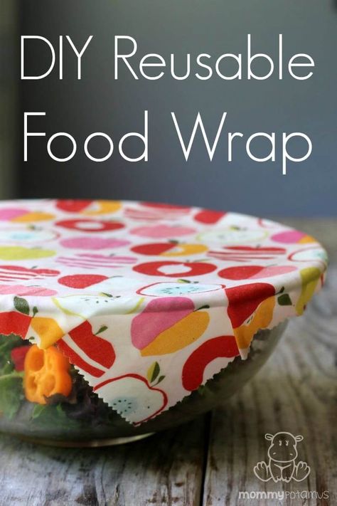 DIY Reusable Food Wrap - This alternative to saran wrap keeps food fresh and is made with 100% biodegradable materials. Reusable Food Wrap, Biodegradable Materials, Wax Wraps, Saran Wrap, Food Wraps, Cling Wrap, Mason Jar Diy, Food Fresh, Diy Food