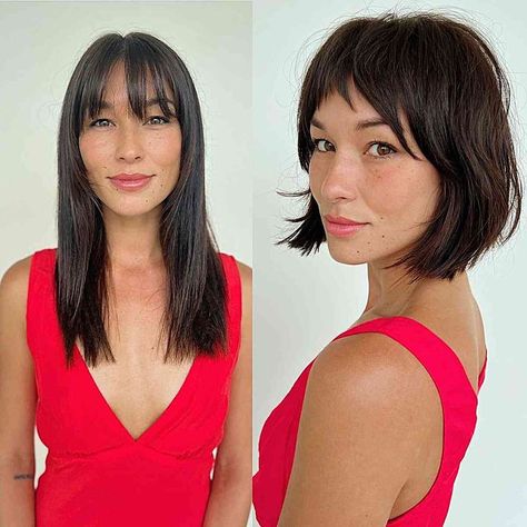 Sexy Neck-Length Bob Makeover for Fine Hair Bobs With Bangs, Jayne Matthews, Good Haircut, Short Bobs With Bangs, Medium Shag Haircuts, Short Bobs, Medium Bob, Medium Bob Hairstyles, Bob Haircut With Bangs