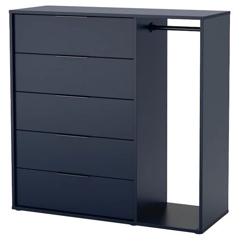 NORDMELA Chest of drawers with clothes rail - black-blue - IKEA Clothes Rail Ikea, Ikea Kullen, Ikea Usa, Ikea Website, Ikea Store, Painted Drawers, 4 Drawer Dresser, 6 Drawer Chest, Design Line