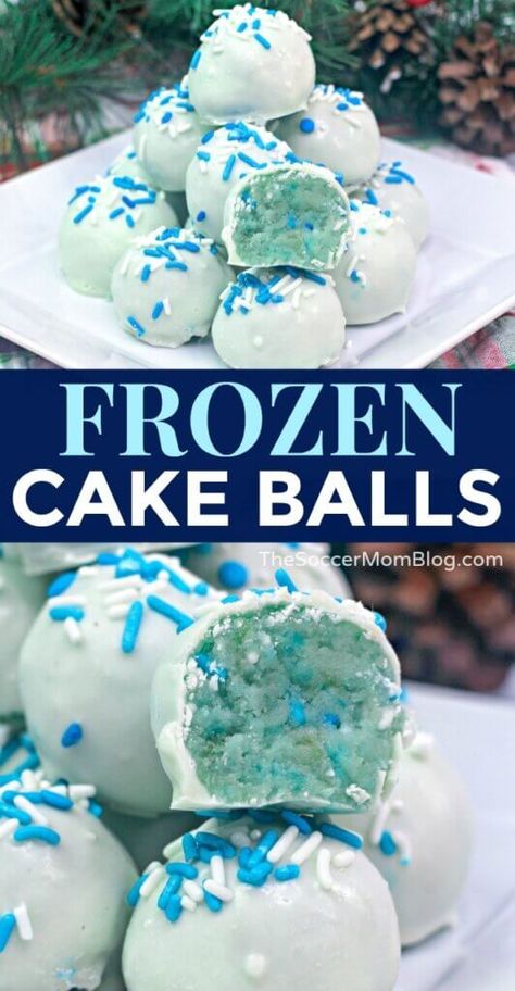 These cool Frozen Cake Balls are are gorgeous winter treat and they're as tasty as they look! Perfect to celebrate the release of the new Frozen II movie! Frozen Cake Pops, Frozen 3rd Birthday, Christmas Bakes, Elsa Birthday Party, Frozen Bday Party, Disney Frozen Birthday Party, Cake Ball, Frozen Birthday Theme, Xmas Treats