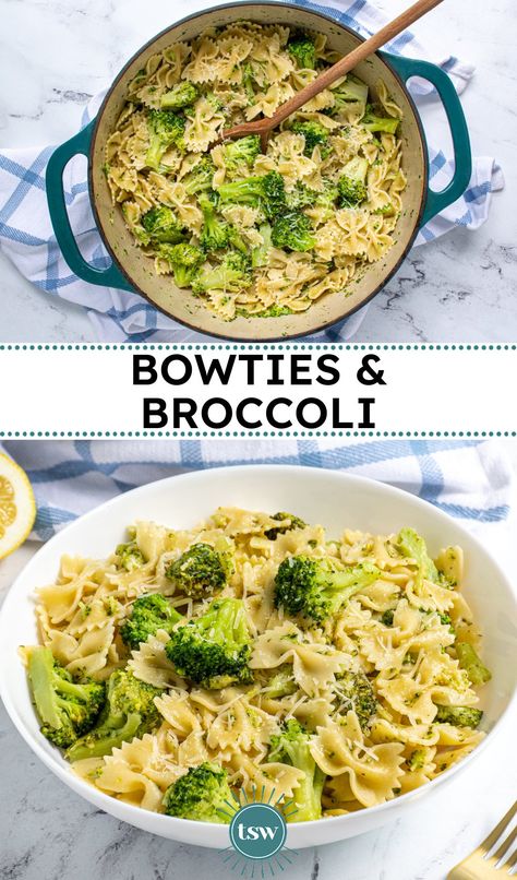 Bow Tie Pasta And Broccoli Recipes, Bow Tie Pasta Meal Prep, Bowties And Broccoli, Bow Ties And Broccoli, Bowtie Pasta Side Dish, Pasta With Peas And Broccoli, Bow Tie Pasta With Broccoli, Broccoli And Bowtie Pasta, Bow Tie Broccoli Pasta