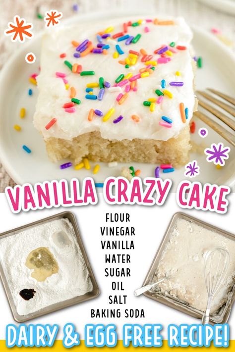 Vanilla Crazy Cake Vanilla Crazy Cake Recipe, Vanilla Crazy Cake, Crazy Cake Recipe, Cool Whip Pie, Carrot Cake Recipe Easy, Wacky Cake, Crazy Cake, Fudge Pie, Easy Carrot Cake