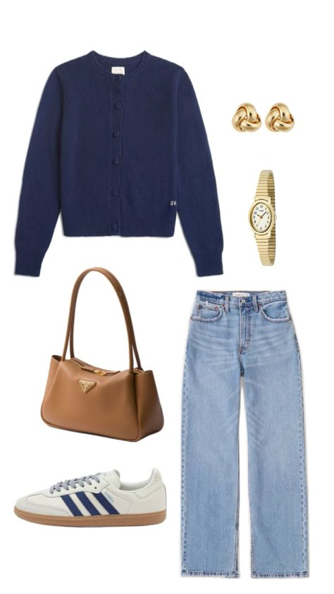 Blue Ootd, Navy Outfit, Tiktok Shop, Cardigan Knit, Fall Winter Wardrobe, Stockholm Fashion, Outfit Inspo Fall, Casual Dinner Outfit, Outfits Fashion