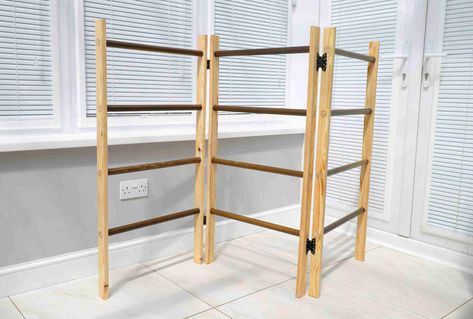 Folding DIY Clothes Drying Rack Wood Clothes Drying Rack, Diy Clothes Rack Cheap, Diy Clothes Drying Rack, Wooden Clothes Drying Rack, Craft Booth Design, Folding Clothes Rack, Folding Clothes Drying Rack, Wooden Clothes Rack, Diy Clothes Rack