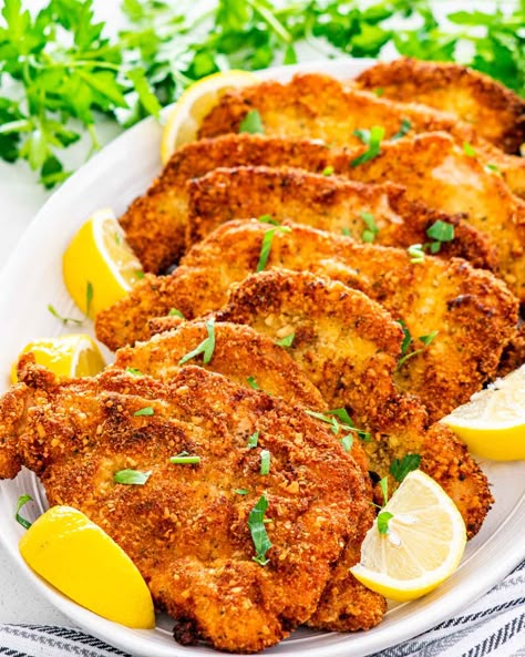 This is the best recipe for Pork Schnitzel! Made with pork cutlets and a few ingredients, you're all set for an easy and delicious dinner. #pork #schnitzel #recipe Pork Schnitzel Recipe, Pork Cutlet Recipes, Best Pork Chop Recipe, Boneless Pork Chop Recipes, Best Pork Recipe, Pork Sirloin, Schnitzel Recipes, Pork Entrees, Pork Schnitzel