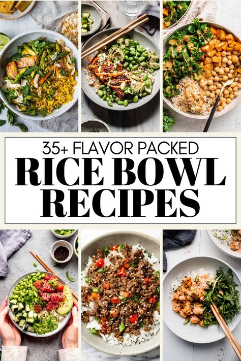 Rice bowls are a delicious and versatile meal that can be customized to your liking. With a base of rice, you can add your favorite proteins, vegetables, and sauces to create a satisfying and flavorful dish. Roasted Vegetable Rice Bowl, Rice Bowl Lunch, Veggie Rice Bowl Recipe, Vegetable Rice Bowl, Spicy Salmon Sushi, Veggie Rice Bowl, Rice Menu, Rice Bowl Recipes, Food Menu Ideas