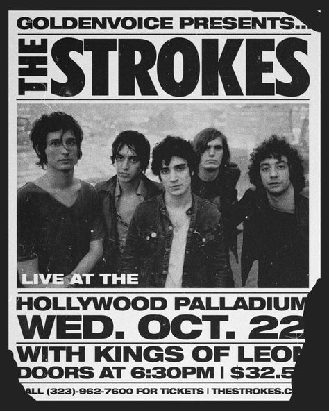 The Strokes Poster Vintage, Band Wallpapers Desktop, The Strokes Poster, Strokes Poster, Concert Banner, Punk Bands Posters, Diy Graphic Tee, Beatles Wallpaper, Printable Wall Collage