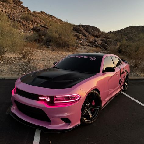 FAST BARBIE | Sunset Mountain View 🩷 #sunset #az #phoenix #southmountain #barbie #pink #hellcat #charger #explorepage #cars #fyp #dodge #mopar #wrap | Instagram Pink Hellcat Charger, Pink Lifted Trucks, Pink Hellcat, Durango Hellcat, Hot Pink Cars, Hellcat Charger, Ninja Bike, Dodge Charger Hellcat, View Sunset