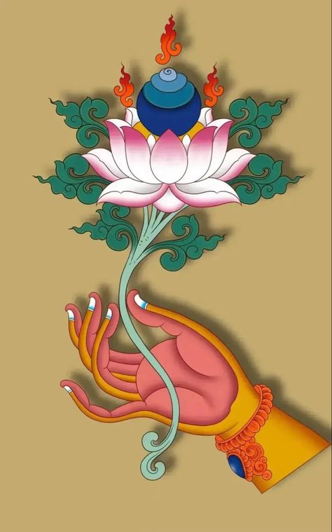 Thanka Art, Bhavya Ramesh, Buddhist Lotus, Tibet Art, Buddhist Iconography, Tantra Art, Thangka Art, Buddhist Art Drawing, Alpona Design