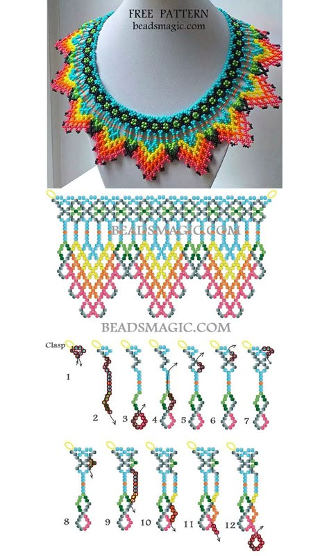 Huichol Pattern, Diy Necklace Patterns, Anting Manik, Seed Bead Jewelry Patterns, Beautiful Beaded Jewelry, Beads Craft Jewelry, Beading Netting, Beaded Necklace Designs, Beaded Jewlery