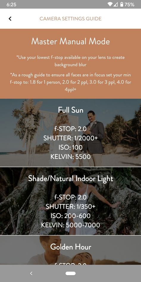 Indoor Photoshoot Camera Settings, Fall Photography Camera Settings, Camera Settings For Beach Photography, Camera Settings For Wedding Photography, Camera Settings For Overcast Day, Sunrise Camera Settings, Dreamy Photography Tutorial, Wedding Camera Settings, Beginner Photography Camera