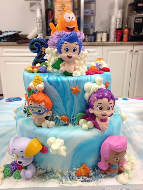 Bubble Guppies Cake Bubble Gubbies Birthday Ideas, Bubble Guppies Cake Ideas, Bubble Guppies Themed Birthday Party, Bubble Guppies Birthday Theme, Bubble Guppies Birthday Cupcakes, Cupcakes Fondant, Bubble Guppies Birthday Cake, Bubble Guppies Toys, Bubble Guppies Cake