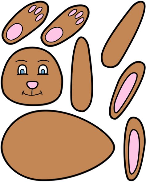 craft page Bunny Cutout Template, Easter Bunny Cutout, Easter Bunny Paper Craft, Build A Bunny, Easter Cutouts, Bunny Cutout, Craft For Easter, Easter Bunny Craft, Color Template