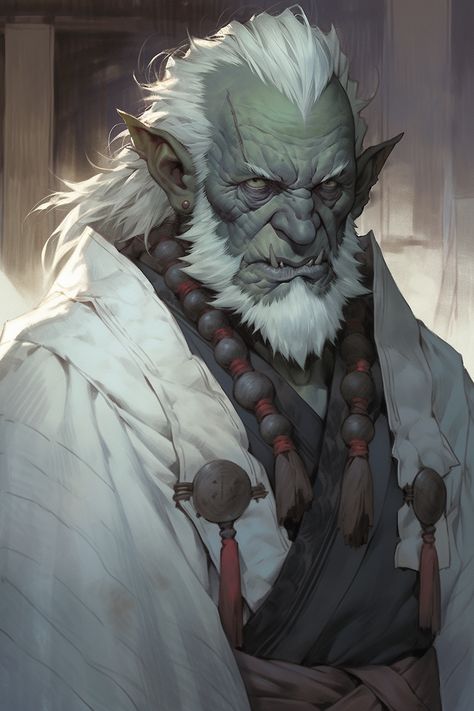 Old Adventurer Character, Orc Priest, Orc Character Art, Dnd Orc, Half Orc, Goblin Art, Pathfinder Character, Heroic Fantasy, Dungeons And Dragons Characters