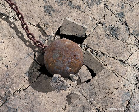 An iron wrecking ball is a symbolic metaphor for disruptive technology and new paradigms.... www.johnlund.com Basketball Ideas, Action Images, Disruptive Technology, Wrecking Ball, Green Lantern, Stone Wall, Something To Do, Flight, Garage