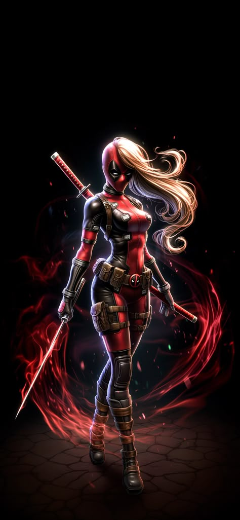 Lady Pool Marvel, Lady Deadpool Wallpaper, Halloween Marvel Wallpaper, Lady Deadpool Fan Art, Marvel Heroes Wallpaper, Dc Women Characters, Female Deadpool, Deadpool Halloween, Female Wallpaper