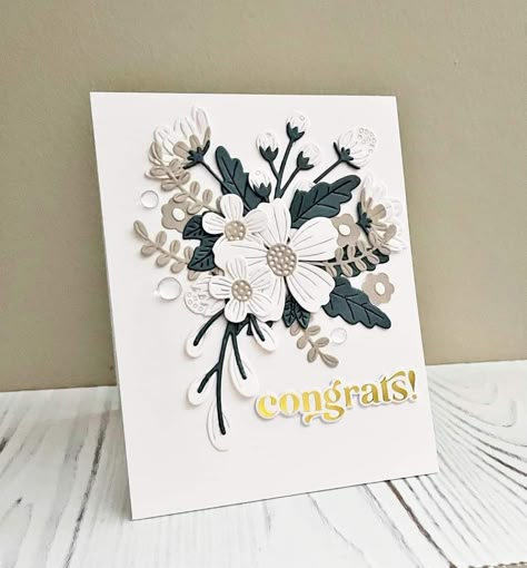 Congrats Wedding, Wedding Cards Handmade, Hand Made Greeting Cards, Spellbinders Cards, Elegant Cards, Making Greeting Cards, Beautiful Handmade Cards, Wedding Anniversary Cards, August 22