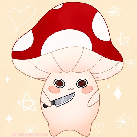 Mushi is a cute red and white mushroom with a knife in it’s hand. It looks like it chose violence today😳 you can buy him on my redbubble shop Mushroom With A Knife, Woke Up And Chose, Mushrooms Drawing, Mushroom Cartoon, Mushroom Clipart, Red And White Mushroom, Star Doodle, Cartoon Mushroom, White Mushroom