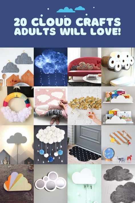 Is your head in the clouds? It will be with these easy cloud crafts - I absolutely love these unique ideas, and you will too! Cloud Crafts, Diy Cloud Light, Crafts Adults, Wall Hanging Ideas, Cloud Craft, Diy Clouds, Pinterest Crafts, Hanging Ideas, Paper Wall Hanging