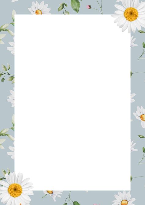 Soft Blue and White Illustrated Daisy Page Border - Templates by Canva Aesthetic Page Background, Border Design Aesthetic, Border Paper Printable, Page Borders Free, Aesthetic Border, Page Boarders, Printable Borders, Printable Backgrounds, Printable Border