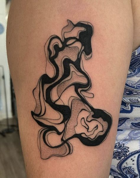 By @softbrattattz Trippy Tattoo, Swirl Tattoo, Rare Tattoos, Peacock Feather Tattoo, Surreal Tattoo, C Tattoo, Elbow Tattoos, Dark Art Tattoo, Feather Tattoo