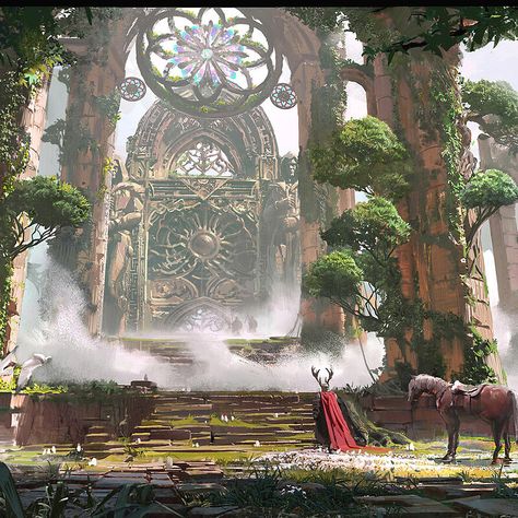 "Relics in Oasis" by Haoxun Z Anime Places, Floating City, City Sky, Forgotten Realms, The Oasis, The Knight, Beautiful Background, Fictional World, Fantasy Concept Art