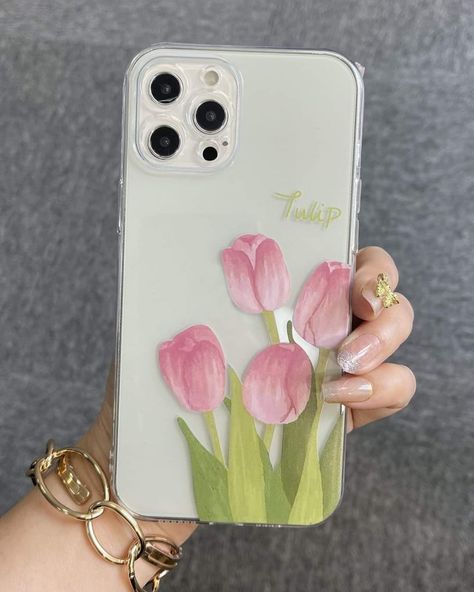 Cute Aesthetic Phone Cases, Phone Painting, Tulip Phone Case, Diy Resin Phone Case, Clear Phone Case Design, Artsy Phone Cases, Phone Case Art, Phone Case Diy Paint, Diy Phone Case Design