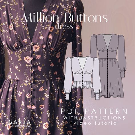 Daria Patternmaking Button Dress Pattern, Dress And Blouse, Sew Your Own Clothes, Buttoned Dress, Handmade Wardrobe, Star Buttons, Different Dresses, Gifts Cards, Button Dress