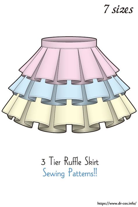 This is the pattern of 3 Tier Ruffle Skirt. cm size(A4 size) Children's-140/Ladies'-S,M,L,LL/Men's-L,LL At present, only Japanese. Added the number of fabric meters required for each size Tiered Ruffle Skirt Pattern, Tier Skirt Pattern, Diy Ruffle Skirt, Skirt Sewing Pattern Free, Tiered Skirt Pattern, Skirt Sewing Patterns, Ruffle Skirt Pattern, Diy Ruffle, Skirt Pattern Free