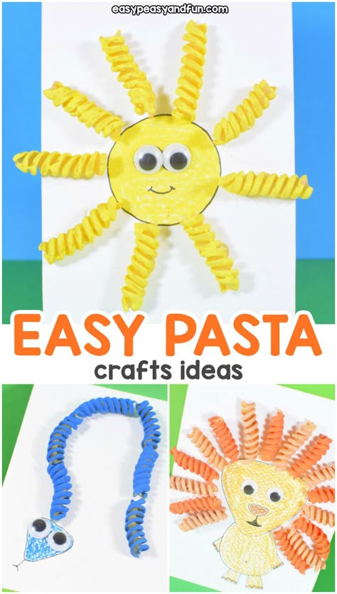 Flower Wall Decor Ideas, Macaroni Art, Macaroni Crafts, Pasta Crafts, Snake Crafts, Pasta Ideas, Sun Crafts, Pasta Art, Diy Popsicle