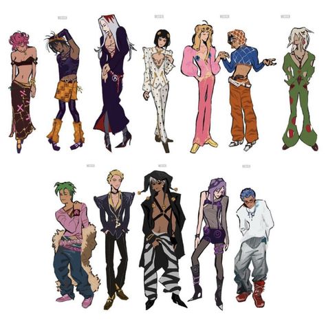 Jojo Oc Outfit Ideas, Oc Sheet Reference, Jojo Character Design, Expressions Sheet, Jojo Outfits, Oc Reference Sheet, Jojo Oc, Jjba Oc, Black Comics