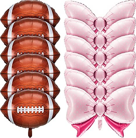 Girl Football Party, Pink Football Game, Foil Balloons Decoration, Football Gender Reveal Party, Football Baby Shower Theme, Gender Reveal Football, Football Gender Reveal, Football Balloons, Baby Shower Game Prizes