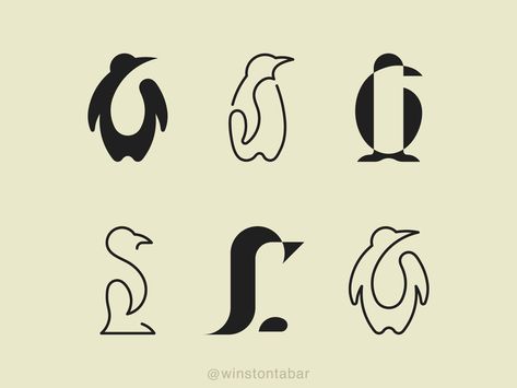 Penguins by Winston Tabar on Dribbble Creative Photography Logo, Penguin Tattoo, Penguin Drawing, Logo Sketches, Text Logo Design, Photography Logo Design, Unique Logo Design, Graphic Design Lessons, Logo Design Creative